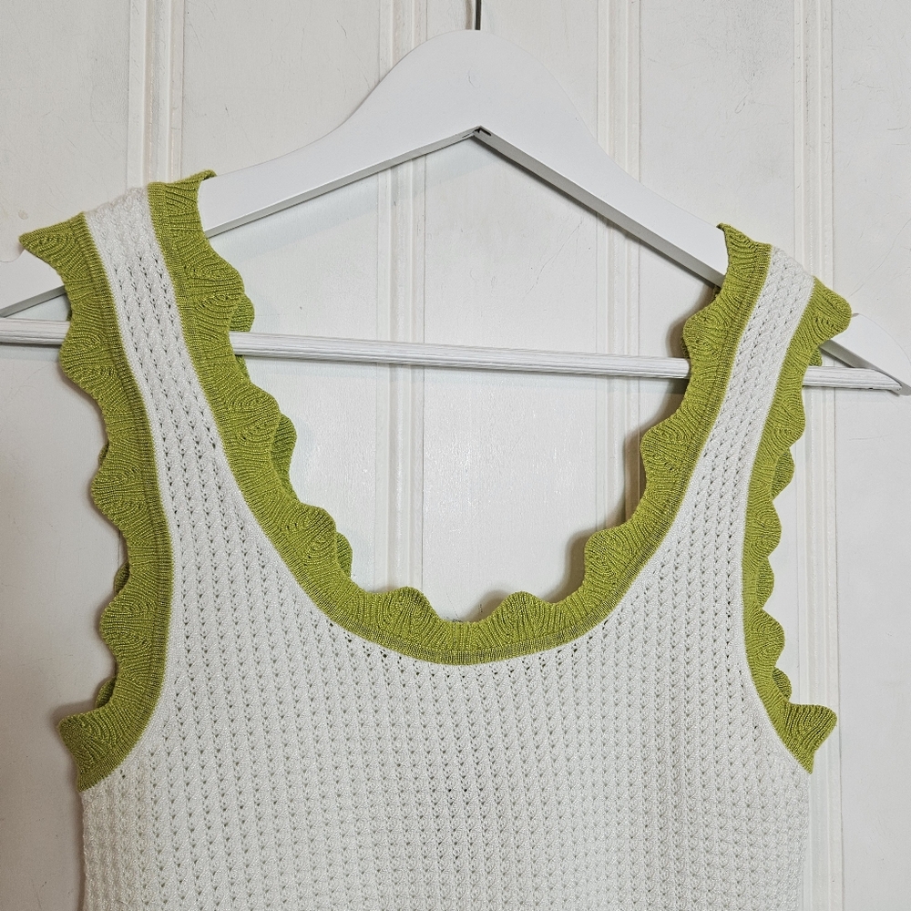 Maeve Crop Tank Top White Scallop Hem Sleeveless Summer Casual Chic Size S - Picture 3 of 12